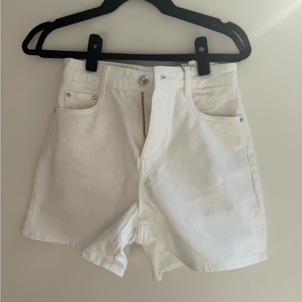 Women's High Waisted White Denim Shorts